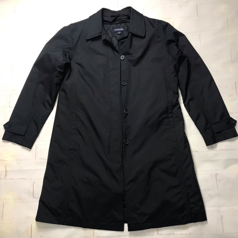 Lands End: Womens Black Coat Jacket removal insert Sz: 10-12
